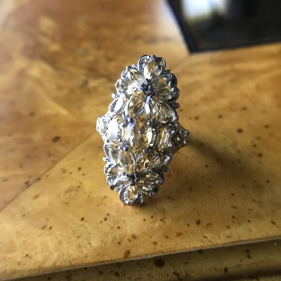 Natural Citrine Sterling Silver Cocktail Ring Size 5 - Picture 9 of 9